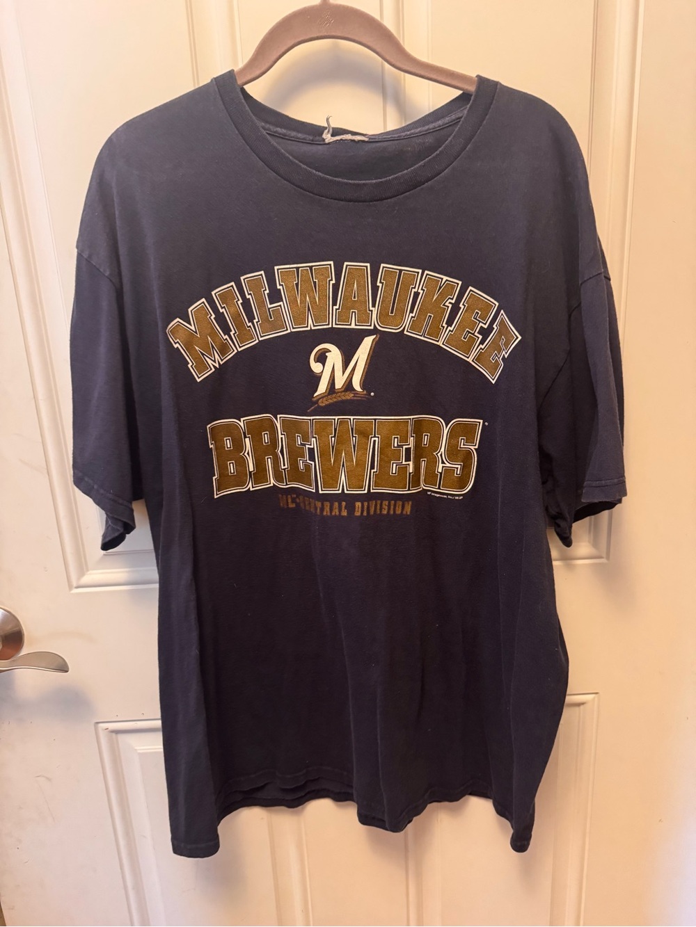 MLB Navy Milwaukee Brewers Tee with Gold & White Logo - MLB